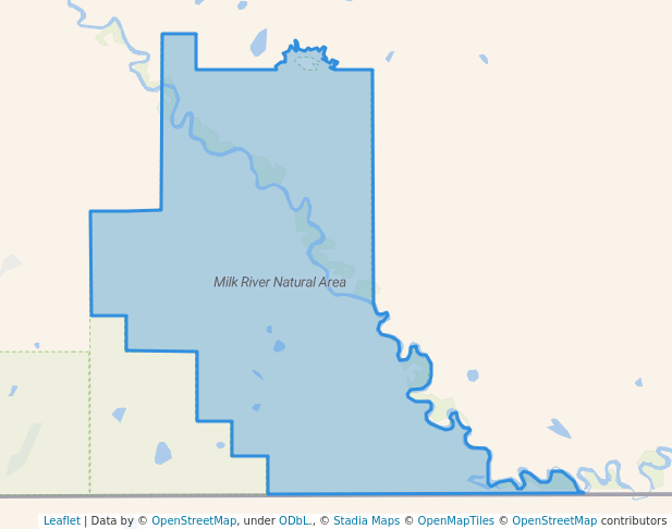 walking in Milk River Natural Area map in Onefour