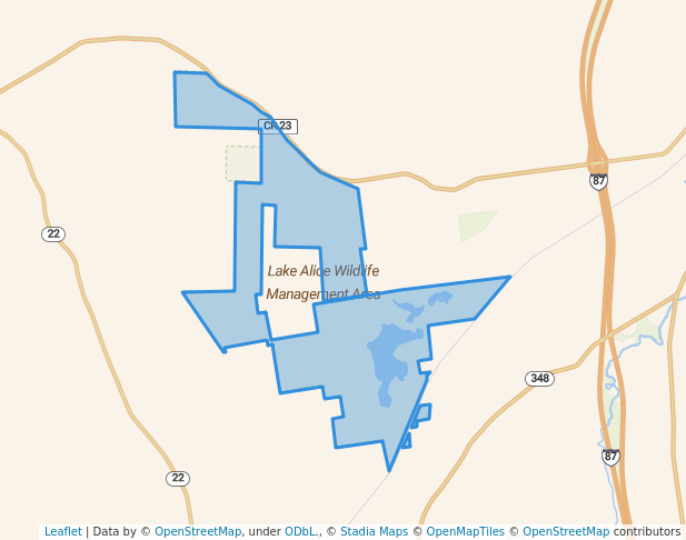 walking in Lake Alice Wildlife Management Area map in West Chazy
