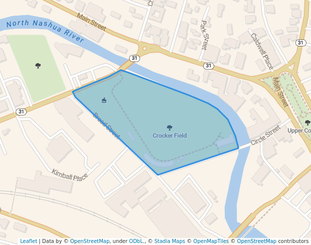 walking in Crocker Field map in Fitchburg