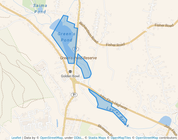 walking in Green's Pond Reserve map in Fitchburg
