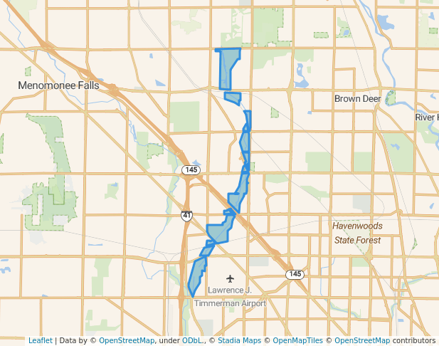 walking in Little Menomonee River Parkway map in Milwaukee