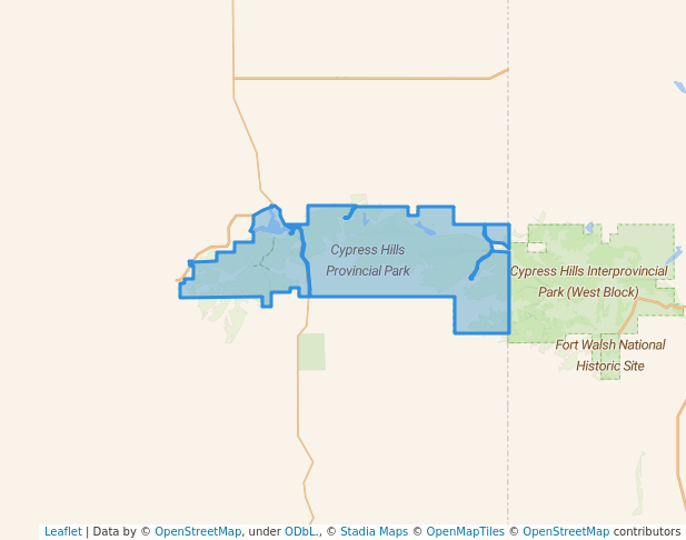 walking in Cypress Hills Provincial Park map in Elkwater