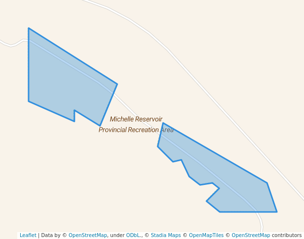 walking in Michelle Reservoir Provincial Recreation Area map in Manyberries