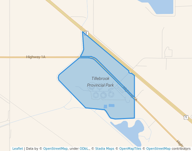 walking in Tillebrook Provincial Park map in Tilley