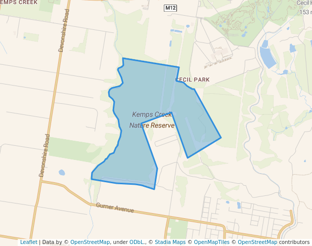 walking in Kemps Creek Nature Reserve map in Cecil Park
