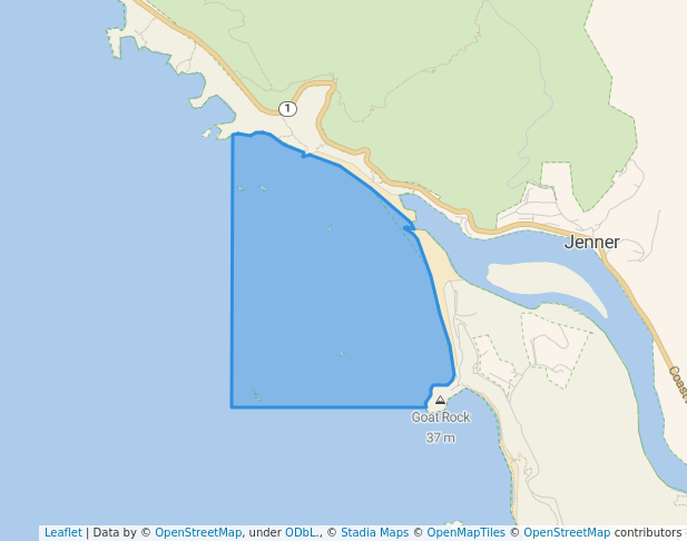 walking in Russian River State Marine Conservation Area map in Jenner