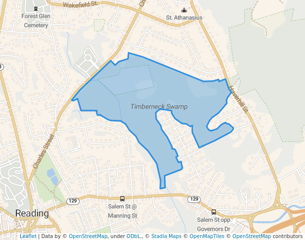 walking in Timberneck Swamp map in Reading
