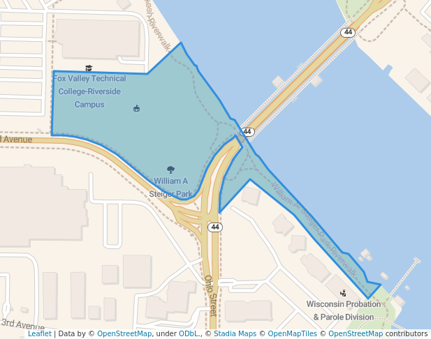 walking in William A Steiger Park map in Oshkosh