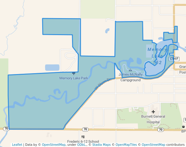 walking in Memory Lake Park map in Grantsburg