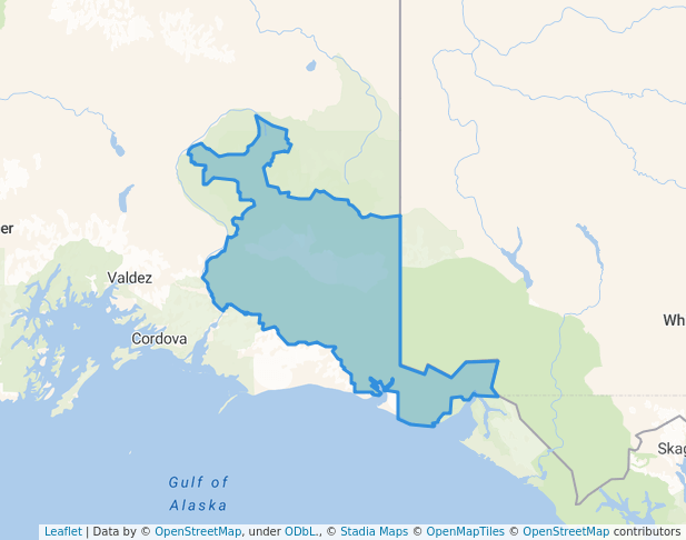 walking in Wrangell-Saint Elias National Park map in Chitina