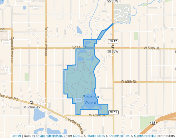 walking in Pamela Park map in Edina
