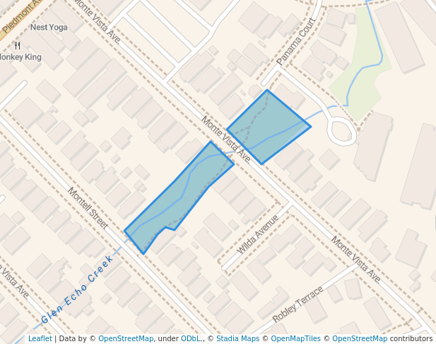 walking in Glen Echo Park map in Oakland