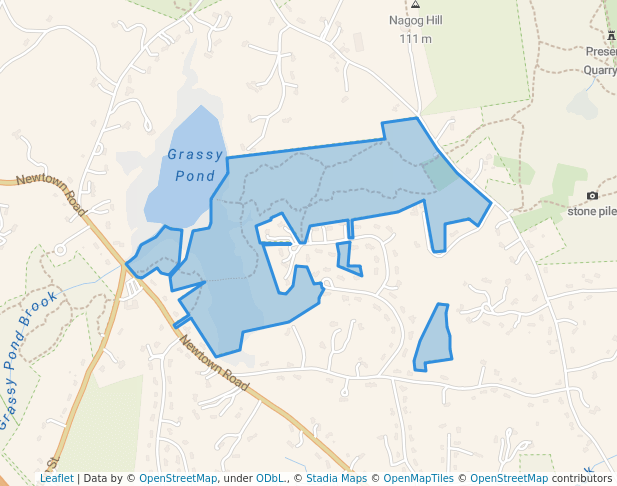 walking in Grassy Pond Conservation Land map in Acton