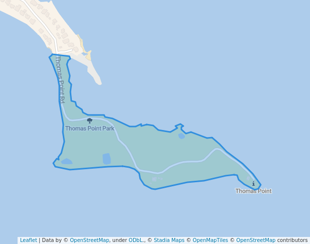 walking in Thomas Point Park map in Annapolis