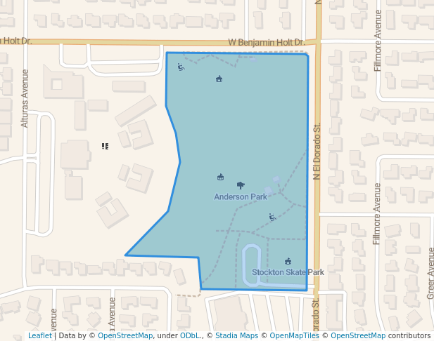 walking in Anderson Park map in Stockton