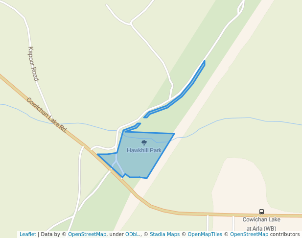 walking in Hawkhill Park map in Duncan