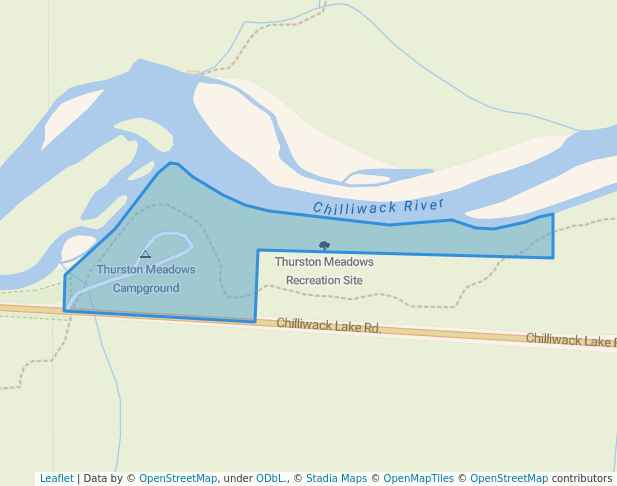 walking in Thurston Meadows Recreation Site map in Chilliwack