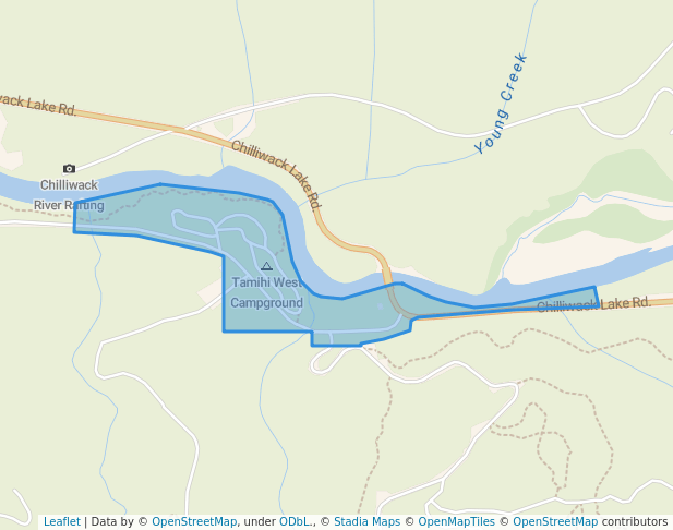 walking in Tamihi Creek Recreation Site map in Chilliwack