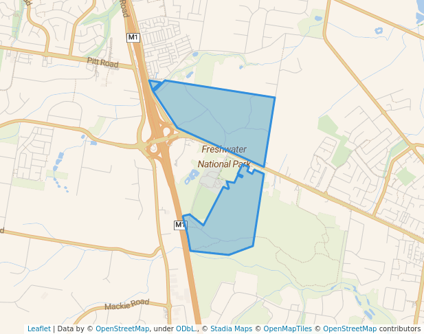 walking in Freshwater National Park map in Brisbane