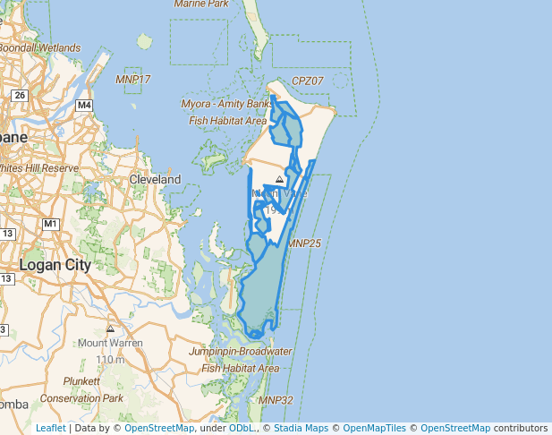walking in Naree Budjong Djara National Park map in North Stradbroke Island