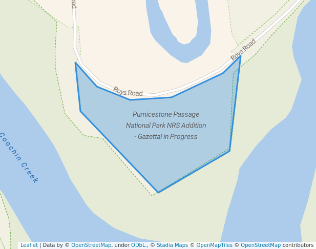 walking in Pumicestone Passage National Park NRS Addition - Gazettal in Progress map in Coochin Creek