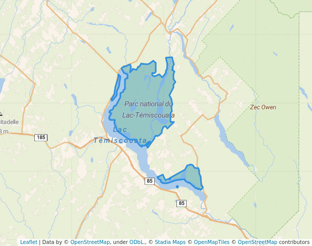 walking in Parc national du Lac-Témiscouata map in Saint-Michel-du-Squatec