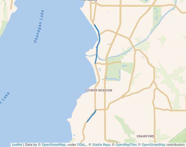 walking in Lakeshore Road Recreation Corridor map in Kelowna