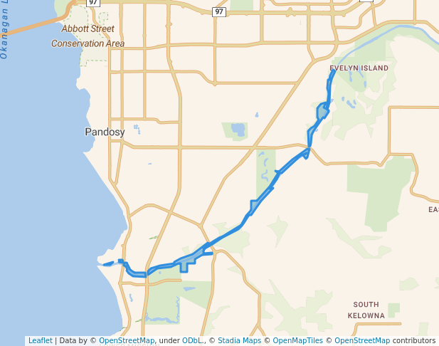 walking in Mission Creek Greenway map in Kelowna