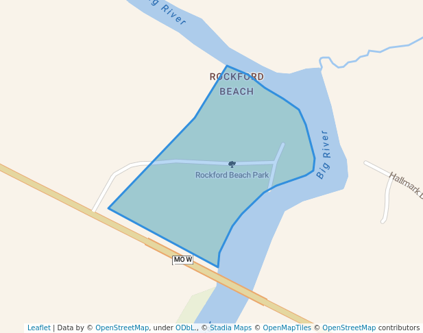 walking in Rockford Beach Park map in House Springs