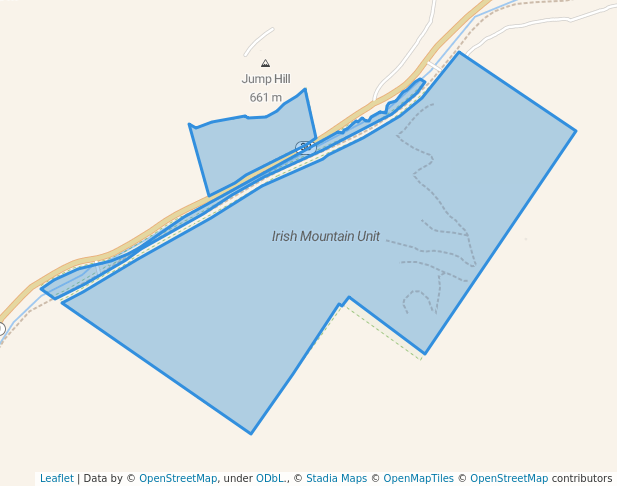 walking in Irish Mountain Unit map in Roxbury