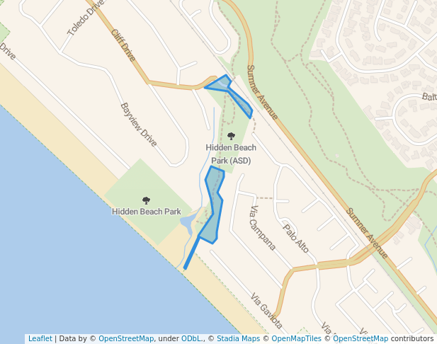 walking in Hidden Beach Park map in Aptos