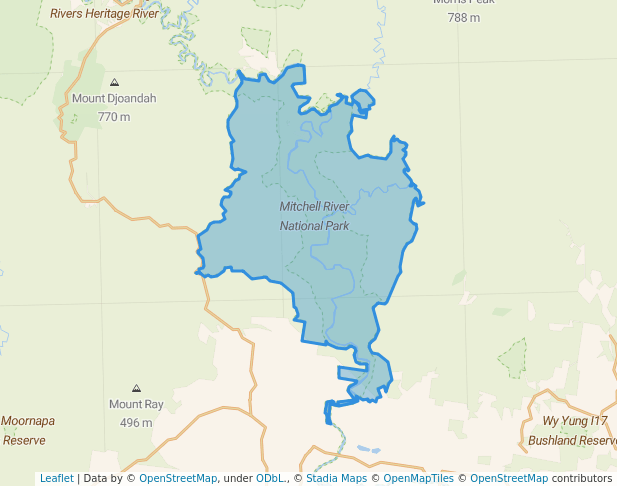 walking in Mitchell River National Park map in Waterford