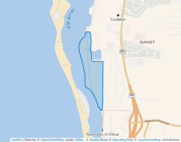 walking in Elk River Wildlife Sanctuary map in Eureka