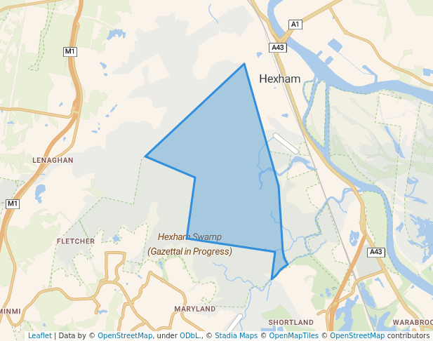 walking in Hexham Swamp Nature Reserve map in Tarro