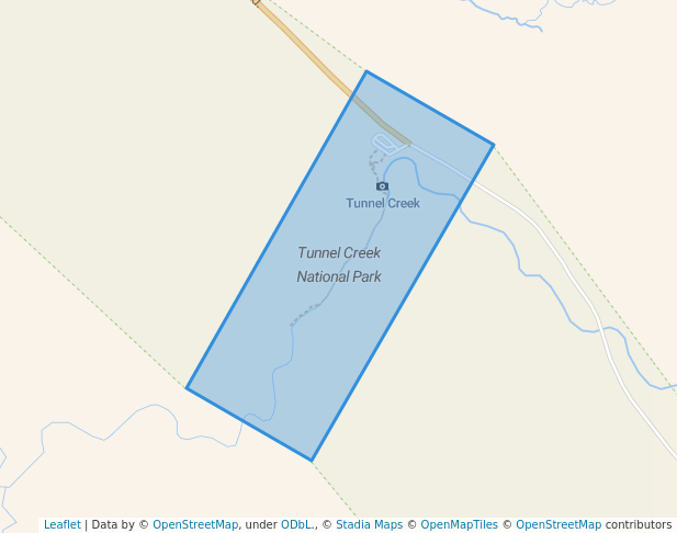 walking in Tunnel Creek National Park map in Meda