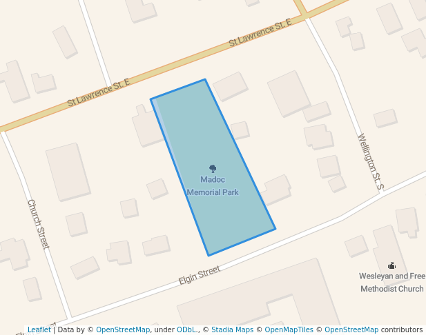 walking in Madoc Memorial Park map in Madoc