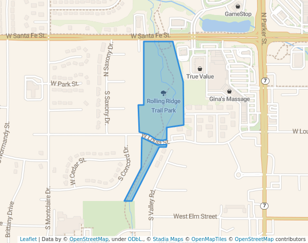 walking in Rolling Ridge Trail Park map in Olathe