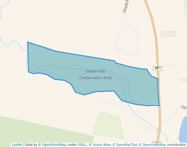 walking in Indian Falls Conservation Area map in Owen Sound