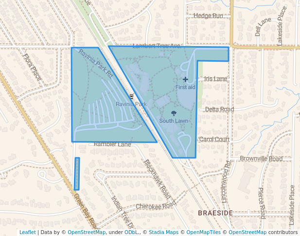 walking in Ravinia Festival map in Highland Park