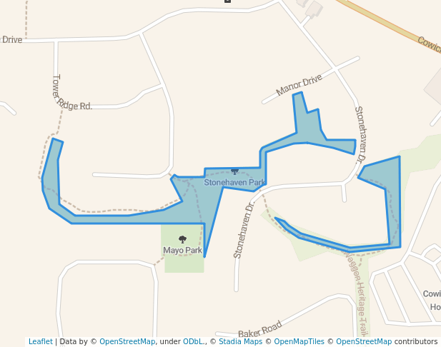 walking in Stonehaven Park map in Duncan