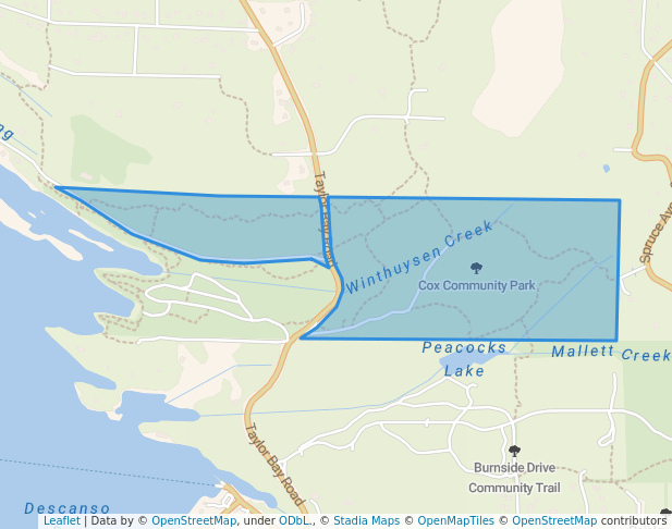 walking in Cox Community Park map in Gabriola