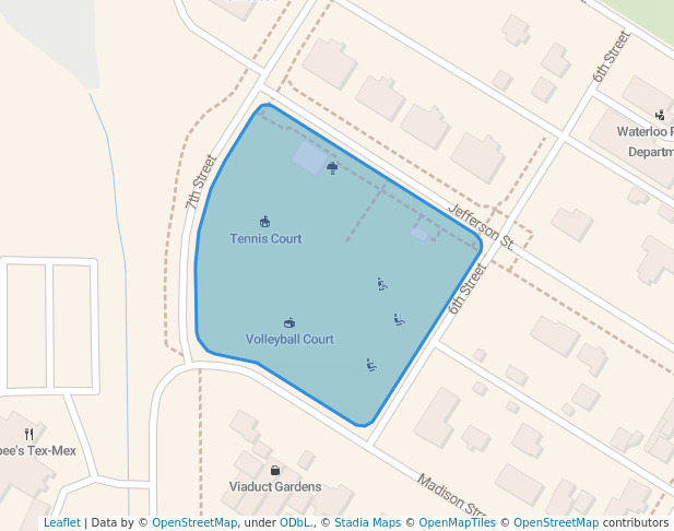 walking in Waterloo Memorial Park map in Waterloo