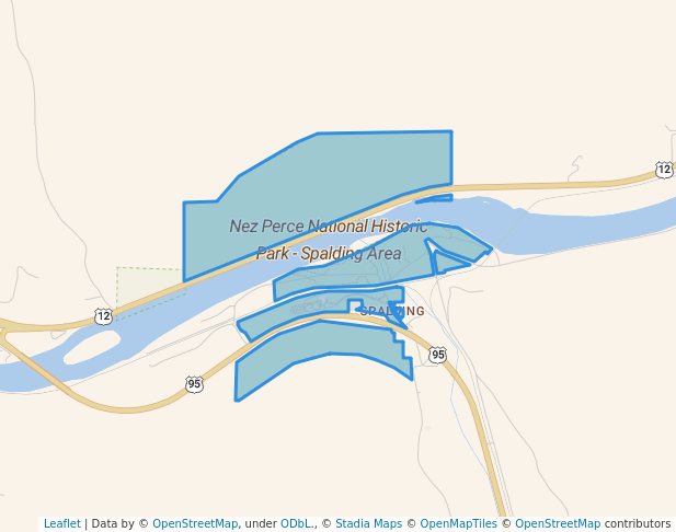 walking in Nez Perce National Historic Park - Spalding Area map in Spalding