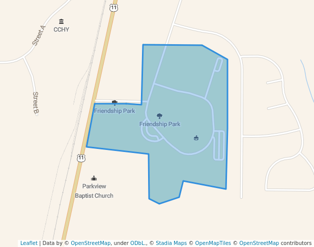 walking in Friendship Park map in Picayune