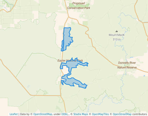 walking in Easter National Park map in Nannup