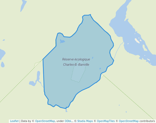 walking in Réserve écologique Charles-B.-Banville map in Saint-Charles-Garnier