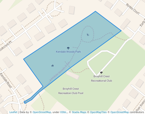walking in Kendale Woods Park map in Annandale