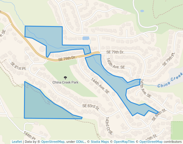 walking in China Creek Open Space map in Newcastle