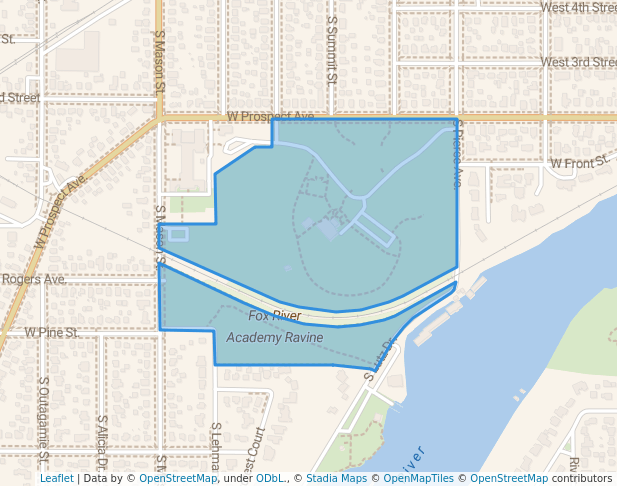 walking in Pierce Park map in Appleton