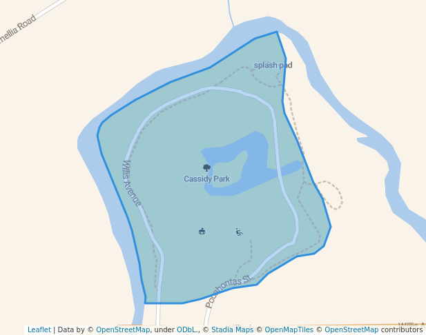 walking in Cassidy Park map in Bogalusa